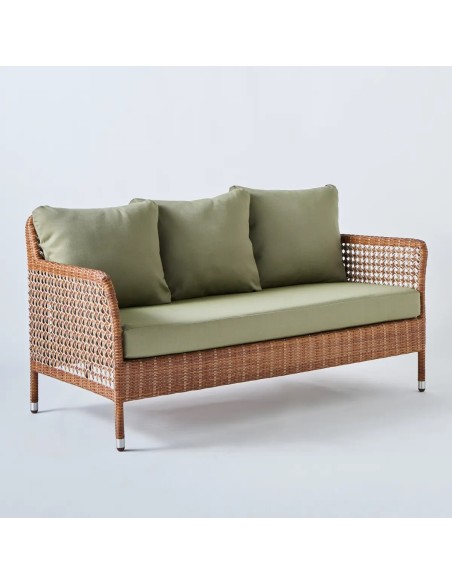 2-seater garden armchair Antibes laterit seaweed fabric