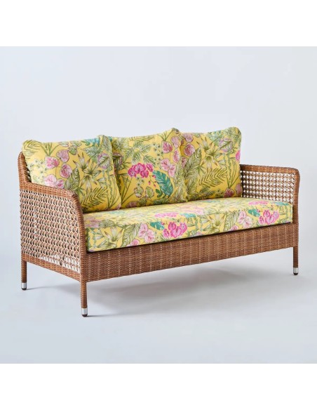 Fauteuil de jardin 2 places Antibes latérite tissu bouquet yellow