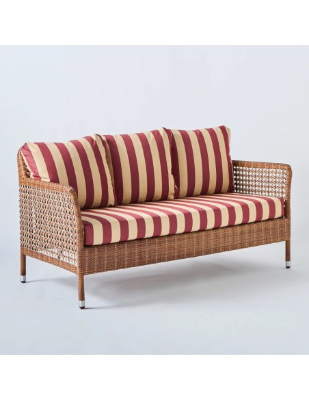 Fauteuil de jardin 2 places Antibes latérite tissu rayure bordeaux