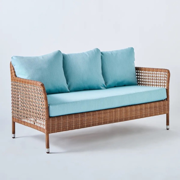 2-seater garden armchair Antibes laterit aqua fabric