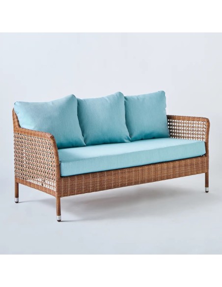 Fauteuil de jardin 2 places Antibes latérite tissu aqua