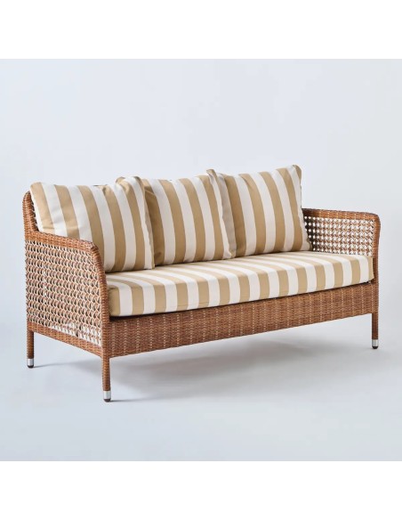 Fauteuil de jardin 2 places Antibes latérite tissu rayure beige