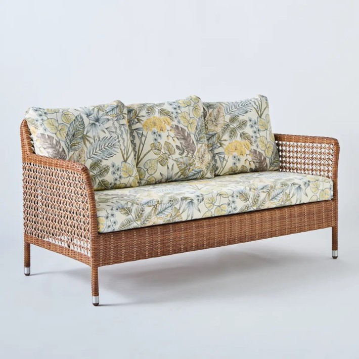 2-seater garden armchair Antibes laterite fabric bouquet beige