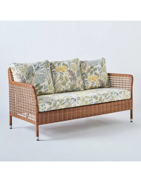 2-seater garden armchair Antibes laterite fabric bouquet beige