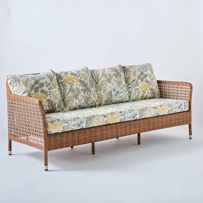 3-seater sofa Antibes laterite fabric bouquet beige