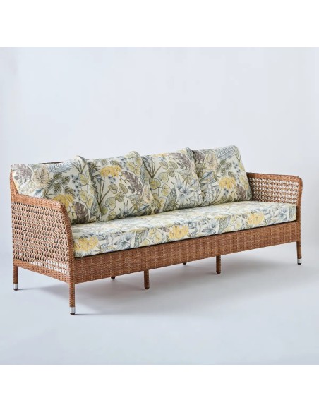 3-seater sofa Antibes laterite fabric bouquet beige