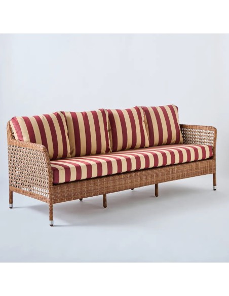 3-seater sofa Antibes laterite fabric burgundy stripes