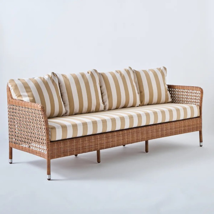 3-seater sofa Antibes laterite fabric beige stripes