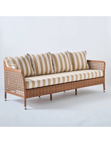 3-seater sofa Antibes laterite fabric beige stripes
