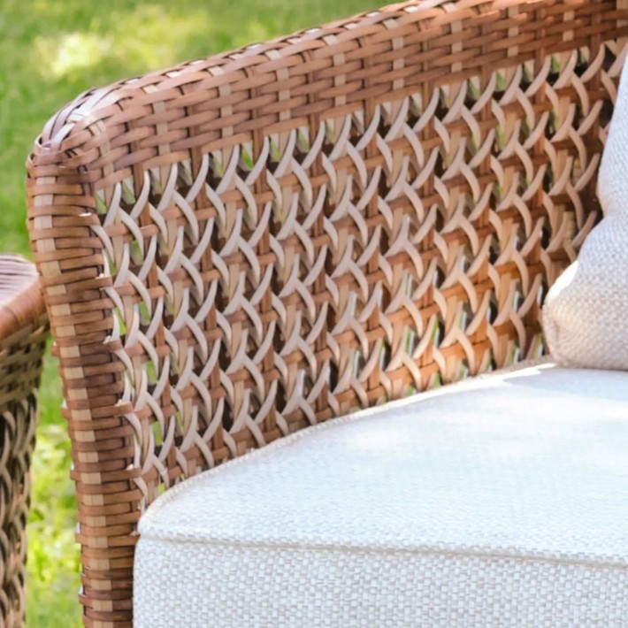 Detail of armrest Antibes collection laterite