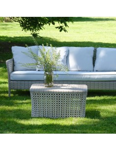 Table basse rectangulaire de jardin en résine tressée ANTIBES RECIF 2