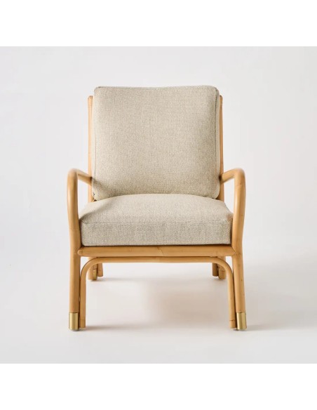 Front view Riviera rattan armchair grey chenille base fabric Front view Riviera rattan armchair grey chenille base fabric