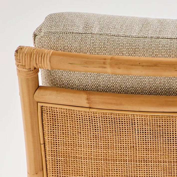 Détail dossier et tissu fauteuil en rotin collection Riviera