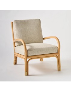 Riviera rattan armchair grey chenille base fabric