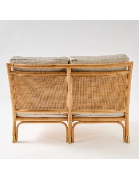 Vue de dos canapé 2 place en rotin Riviera tissu chenille gris Vue de dos canapé 2 place en rotin Riviera tissu chenille gris