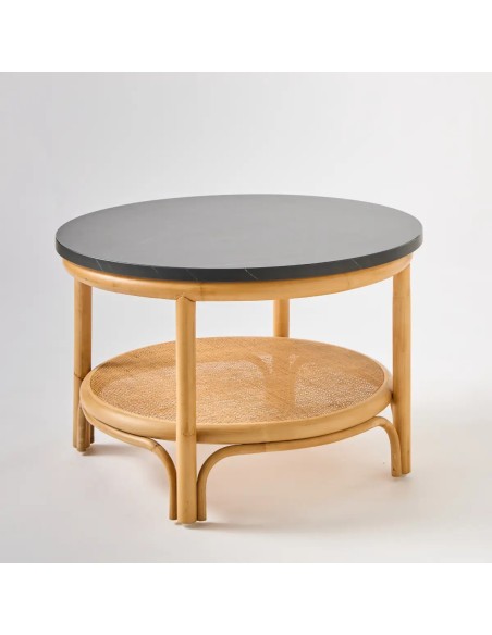 Riviera collection large coffee table with black marble-effect top