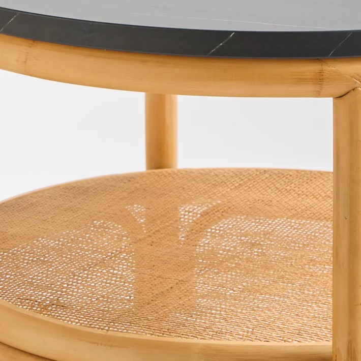 Zoom cannage table basse grand modèle en rotin Riviera