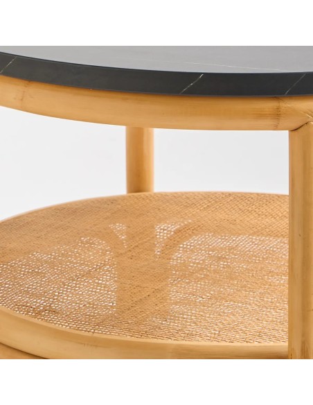 Zoom cane coffee table large model in rattan Riviera