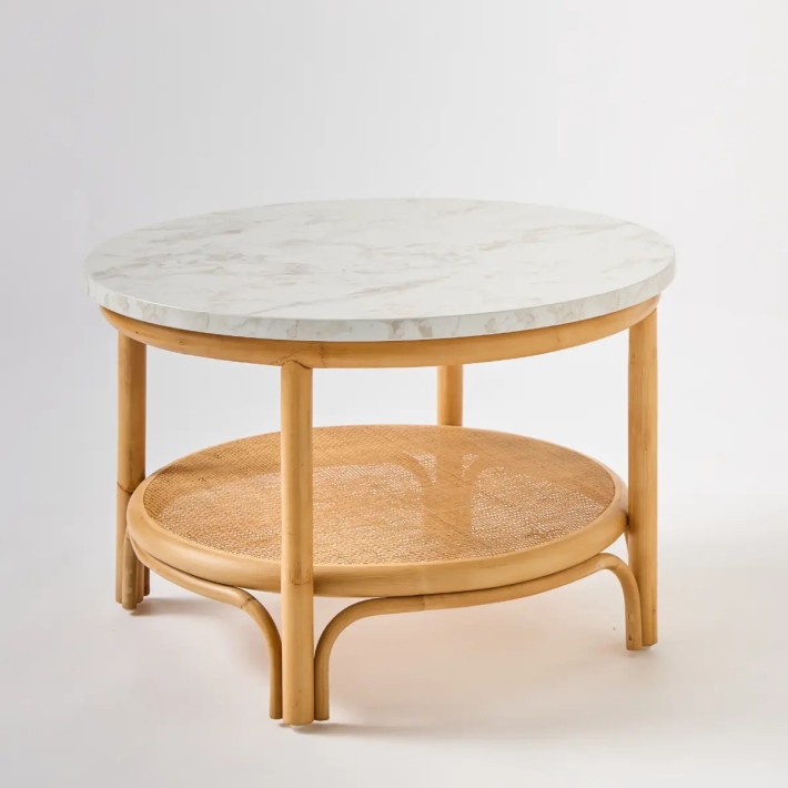 Riviera collection large coffee table with marble-effect top