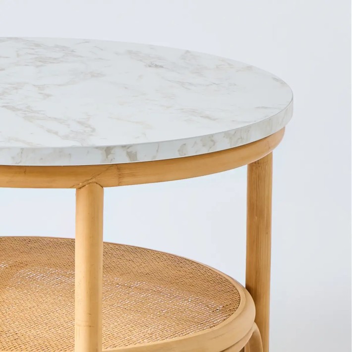 White marble-effect laminate top on Riviera coffee table