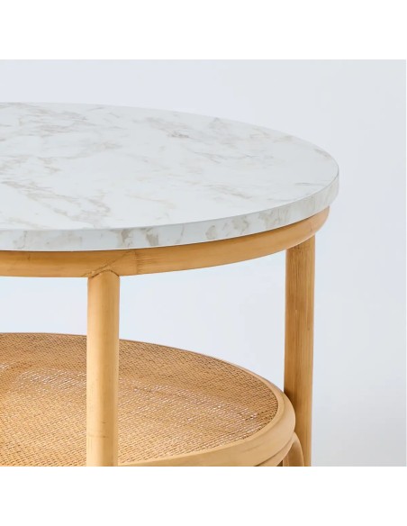 Plateau stratifié effet marbre blanc sur table basse Riviera