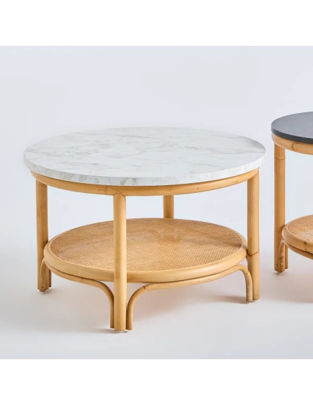 Large Riviera coffee table with white marble-effect laminate top