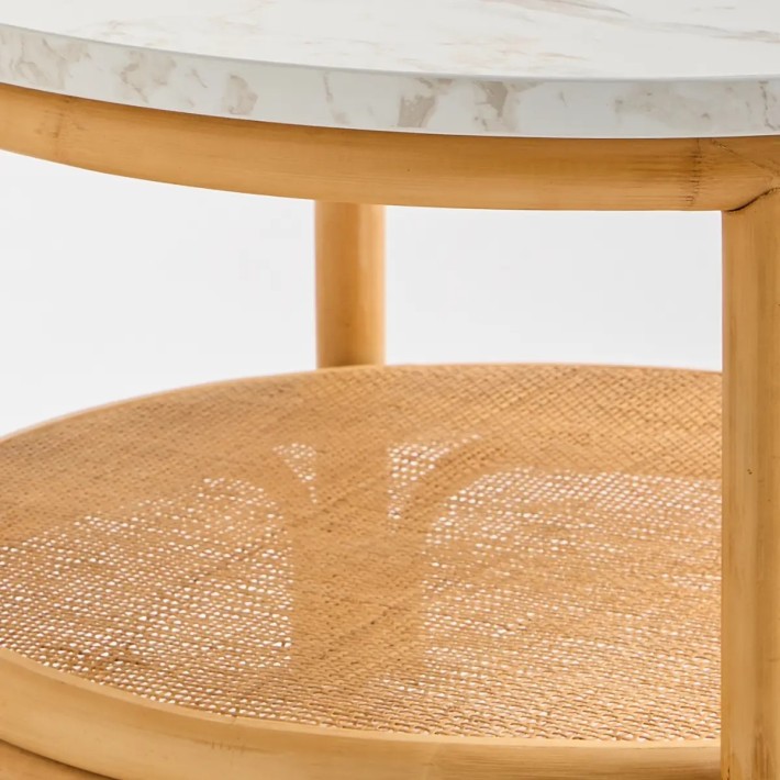 Détail cannage table basse grand modèle en rotin Riviera