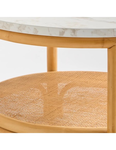 Détail cannage table basse grand modèle en rotin Riviera