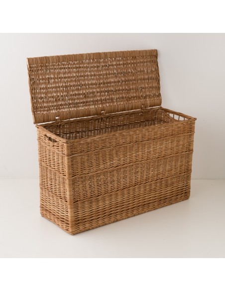 maxi coffre en osier de 100 cm x 60 cm de haut: vue couvercle ouvert