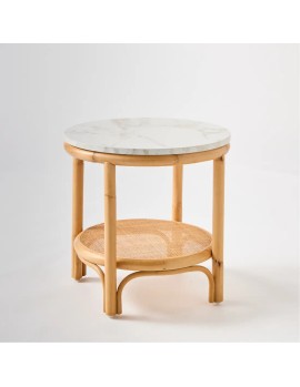 Small rattan coffee table with white laminate top, Riviera collection