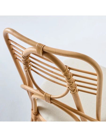 Detail of Gingko rattan chair back with knot binding