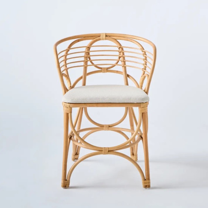 Vue de face fauteuil de table en rotin Gingko horizon collection Orchid Edition