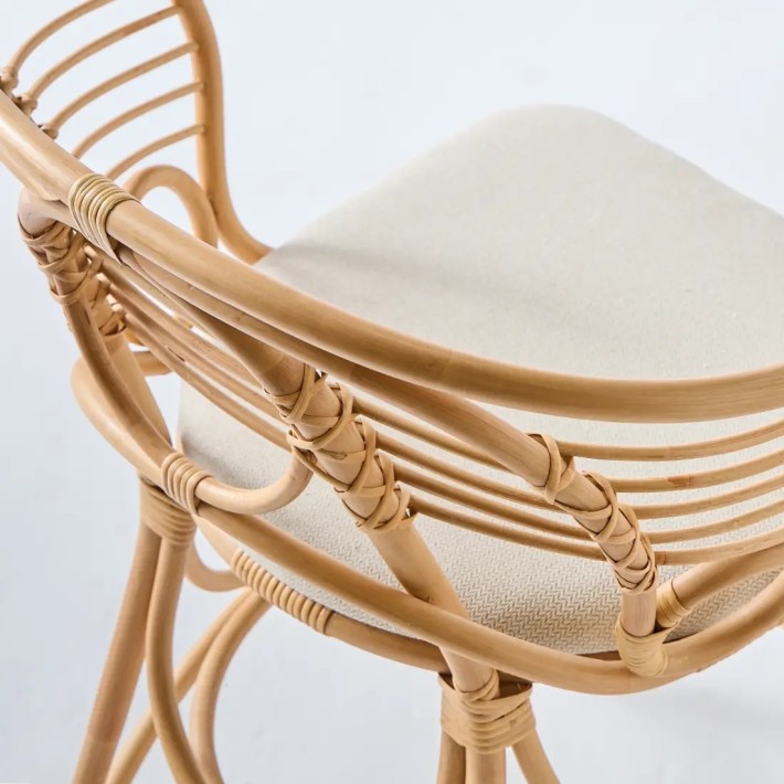 Zoom backrest with rattan knots Gingko horizon table armchair