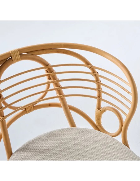 Détail dossier fauteuil de table en rotin Gingko horizon