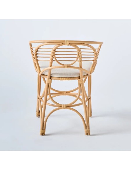 Back view of Gingko horizon rattan table armchair, Orchid Edition collection