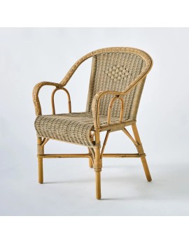 Marcel armchair, unique piece in woven rattan with a patina finish