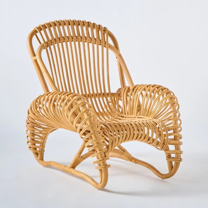 Boucle rattan armchair