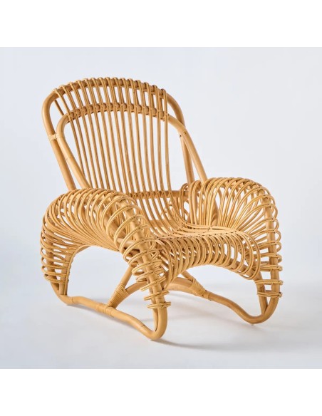 Boucle rattan armchair