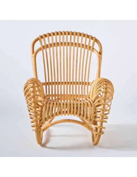 Vue de face fauteuil tout en rotin Boucle Vue de face fauteuil tout en rotin Boucle