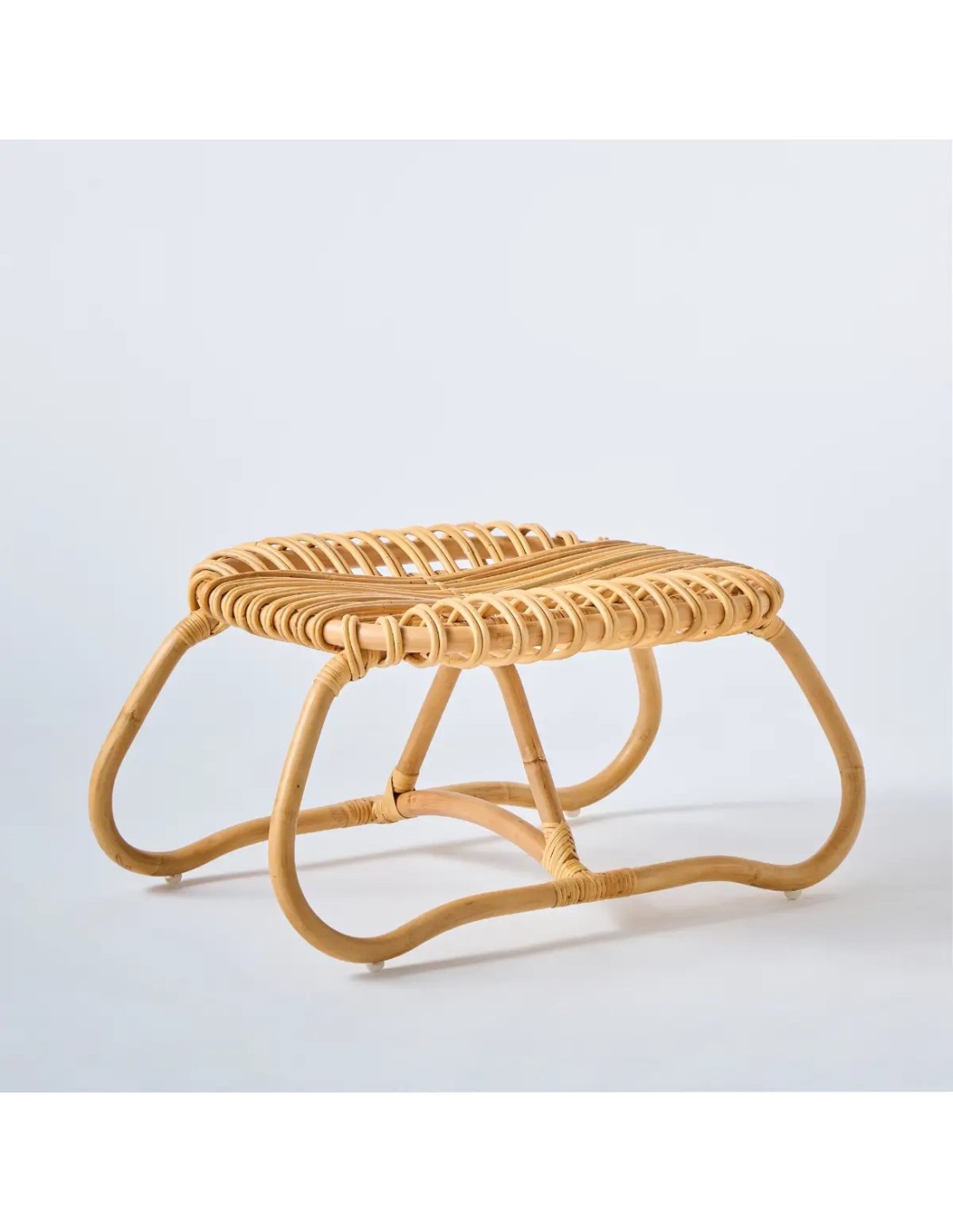 Boucle rattan footstool designed by At-Once - Big