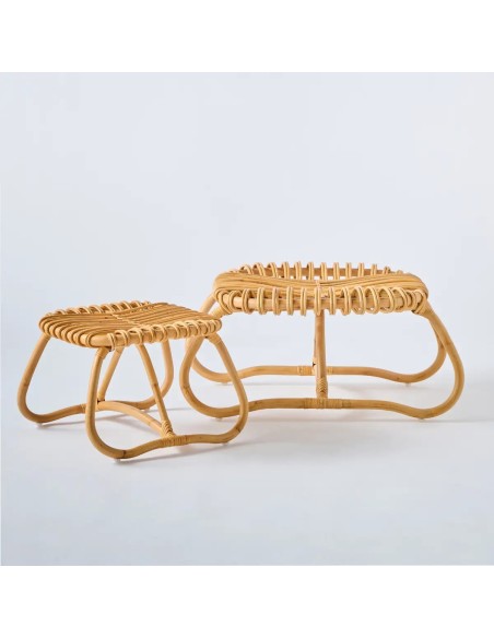 Duo de repose-pieds en rotin collection Boucle par KOK MAISON