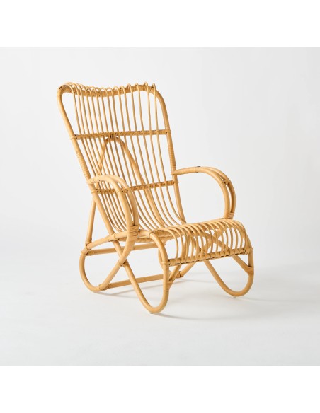 Marlène high-back rattan armchair