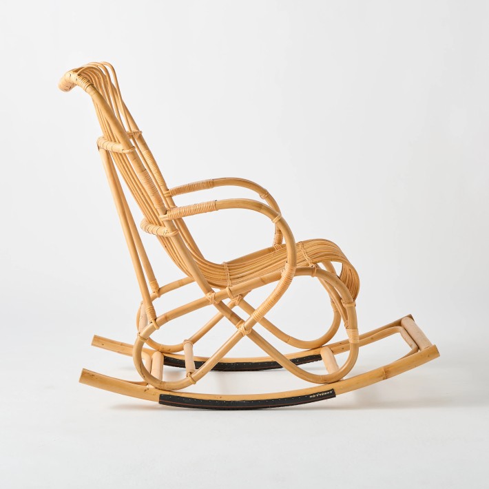 Profil rocking chair en rotin style vintage Marlène