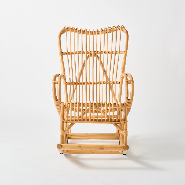 front view Marlène vintage-style rattan rocking chair