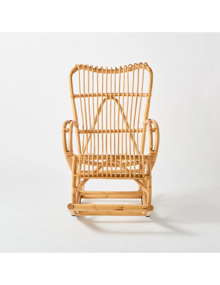 front view Marlène vintage-style rattan rocking chair front view Marlène vintage-style rattan rocking chair