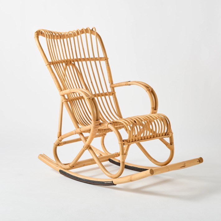 Marlène vintage high-back rattan rocking chair