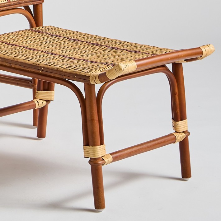 Rattan footrest detail on the Bagatelle chaise longue