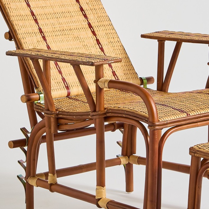 Zoom cane rattan chaise longue Bagatelle