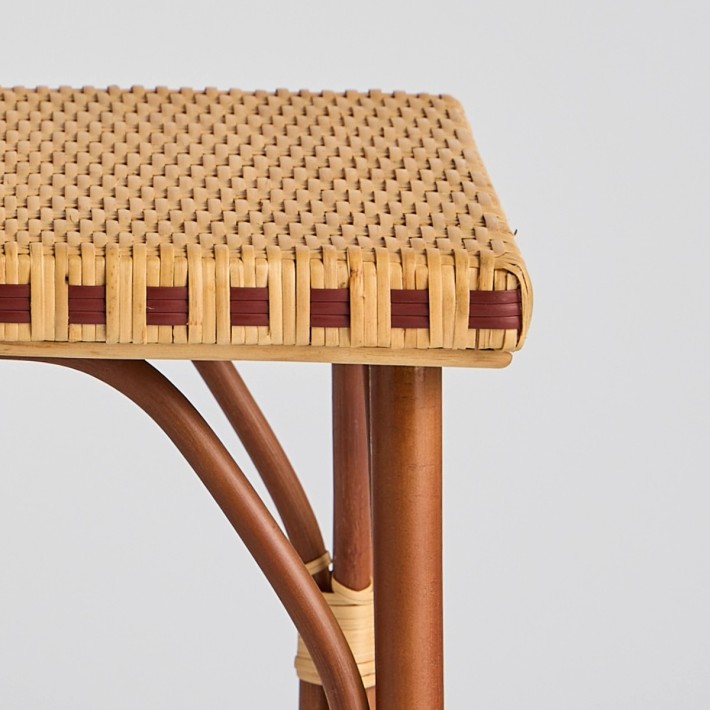 Red weave detail typical of the Bagatelle rattan collection