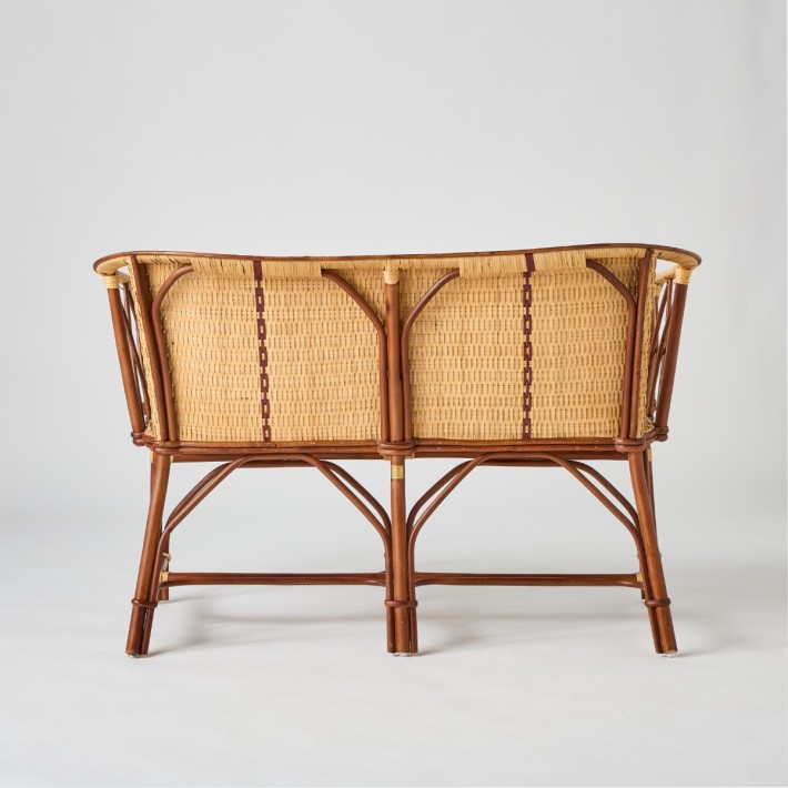 Back view Bagatelle woven rattan bench seat